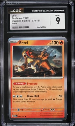 2023 Pokemon Scarlet & Violet Obsidian Flames Holo Entei #30 CGC 9 MINT