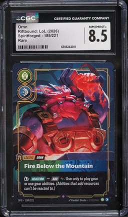 2026 Riftbound League Of Legends LoL Spiritforged Ornn #189 CGC 8.5 NM-MT+