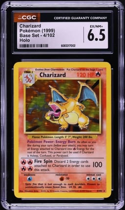 1999 Pokemon Base Set Holo Charizard #4 CGC 6.5 EXMT+