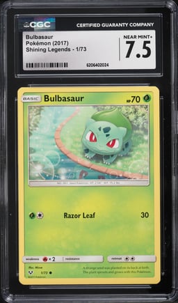 2017 Pokemon Sun & Moon Shining Legends Bulbasaur #1 CGC 7.5 NRMT+
