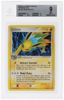 2005 Pokemon Ex Unseen Forces Reverse Holo Jolteon #8 BGS 9