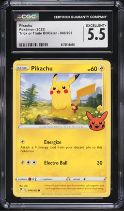 2022 Pokemon Sword & Shield Evolving Skies Trick Or Trade Pikachu #49 CGC 5.5 EX+