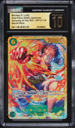 2025 One Piece Japanese Carrying On His Will SEC Monkey D. Luffy #OP13-118 CGC 10 PRISTINE
