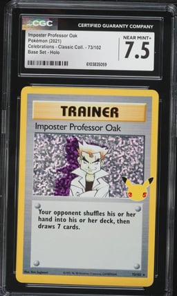 2021 Pokemon Sword & Shield Celebrations Holo Imposter Professor Oak #73 CGC 7.5 NRMT+