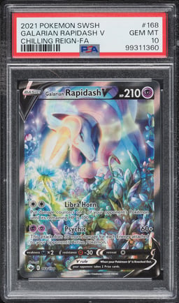 2021 Pokemon Sword & Shield Chilling Reign Alt Art Galarian Rapidash V #168 PSA 10 GEM MINT