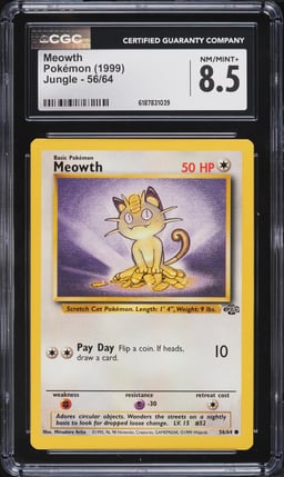 1999 Pokemon Jungle Meowth #56 CGC 8.5 NM-MT+