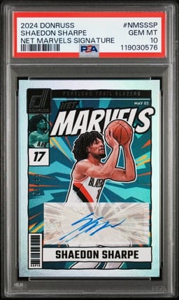 2024 PANINI DONRUSS NET MARVELS SIGNATURES #NMSSSP SHAEDON SHARPE 51/99 PSA 10