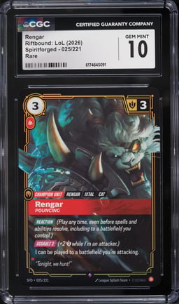 2026 Riftbound League Of Legends LoL Spiritforged Rengar #25 CGC 10 GEM MINT