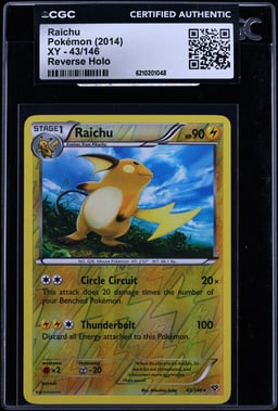 2014 Pokemon XY Reverse Holo Raichu #43 CGC AUTH