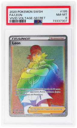 2020 Pokemon Sword and Shield Vivid Voltage Secret Rare Leon #195 PSA 8