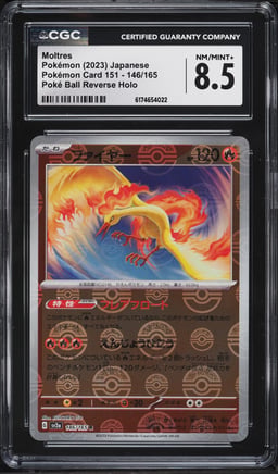 2023 Pokemon Japanese Scarlet & Violet 151 Poke Ball Reverse Holo Moltres #146 CGC 8.5 NM-MT+