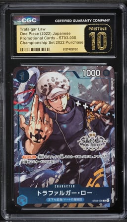 2022 One Piece Japanese Promo Championship '22 Purchase Trafalgar Law #ST03-008 CGC 10 PRISTINE