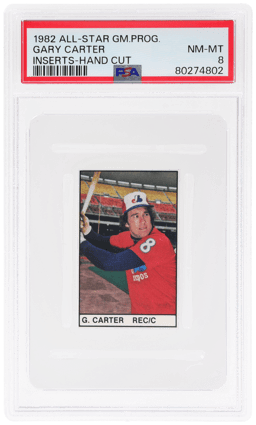 1982 All-Star Game Program Inserts Hand Cut Gary Carter PSA 8