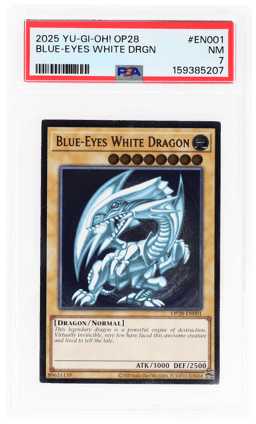2025 Yu Gi Oh Ots Tournament Pack 28 Blue Eyes White Dragon #OP28EN001 PSA 7