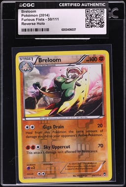 2014 Pokemon Furious Fists Reverse Holo Breloom #50 CGC AUTH