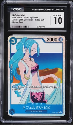2025 One Piece Japanese Anime 25th Collection SR Nefeltari Vivi #EB02-026 CGC 10 GEM MINT
