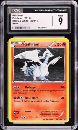 2011 Pokemon Black & White Holo Reshiram #26 CGC 9 MINT