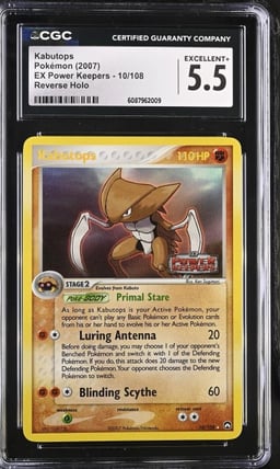 CGC 5.5  Kabutops 10/108 2007 EX Power Keepers Reverse Holo English Pokemon Card