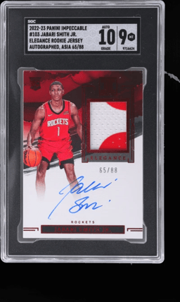 2022 Panini Impeccable Elegance Rookie Jersey Autograph Asia Jabari Smith Jr. #103 65/88 SGC 9