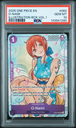 2025 ONE PIECE PROMOS 062 O-NAMI ILLUSTRATION BOX VOL.1 PSA 10