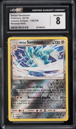 2019 Pokemon Sun & Moon Cosmic Eclipse Reverse Holo Alolan Sandslash #138 CGC 8 NM-MT