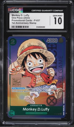 2023 One Piece Promo 1st Anniversary Stamp Alt Art Monkey D. Luffy #P-037 CGC 10 GEM MINT