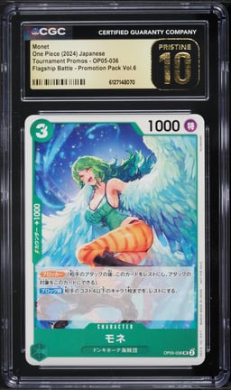 2024 One Piece Japanese Tournament Promos Flagship Battle Promo Vol.6 Monet CGC 10 PRISTINE