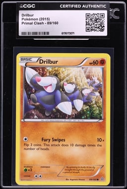 2015 Pokemon XY Primal Clash Drilbur #89 CGC AUTH