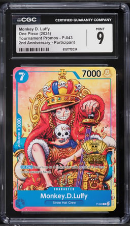 2024 One Piece Promo 2nd Anniversary Participant Alt Art Monkey D. Luffy #P-043 CGC 9 MINT