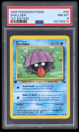 1999 Pokemon Fossil 1st Edition Shellder #54 PSA 8