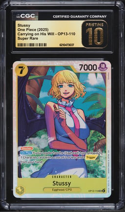 2025 One Piece Carrying On His Will Super Rare Stussy #OP13-110 CGC 10 PRISTINE