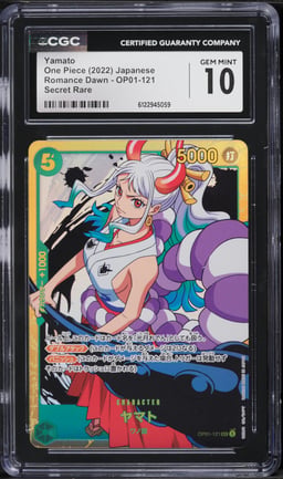 2022 One Piece Romance Dawn SEC Yamato #OP01-121 CGC 10 GEM MINT