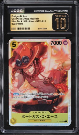 2023 One Piece Japanese Ultra Deck 3 Brothers SR Portgas D. Ace #ST13-011 CGC 10 PRISTINE