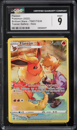 2022 Pokemon Sword & Shield Brilliant Stars CHR Flareon #TG01 CGC 9 MINT