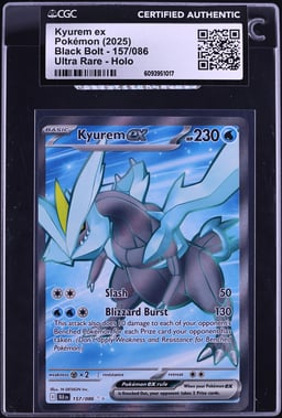 2025 Pokemon Scarlet & Violet Black Bolt Full Art Kyurem ex #157 CGC AUTH