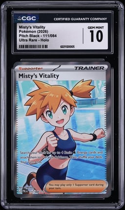 2026 Pokemon Mega Evolution Pitch Black Full Art Misty's Vitality #111 CGC 10 GEM MINT