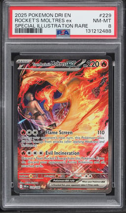 2025 Pokemon Scarlet & Violet Destined Rivals SIR Team Rocket's Moltres ex #229 PSA 8 NM-MT