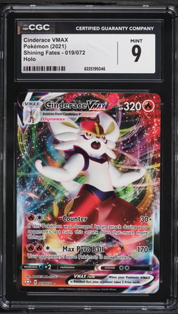 2021 Pokemon Sword & Shield Shining Fates Full Art Cinderace VMAX #19 CGC 9 MINT