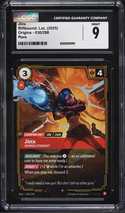 2025 Riftbound League Of Legends LoL Origins Jinx #30 CGC 9 MINT