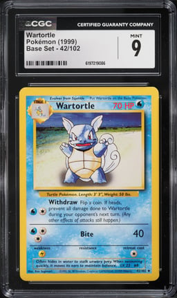 1999 Pokemon Base Set Wartortle #42 CGC 9 MINT