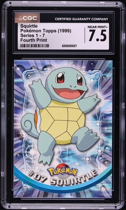 1999 Topps Pokemon Series 1 Fourth Print Squirtle #7 CGC 7.5 NRMT+