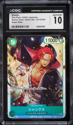 2024 One Piece Japanese Starter Deck: Green Uta SR Shanks #ST16-004 CGC 10 GEM MINT