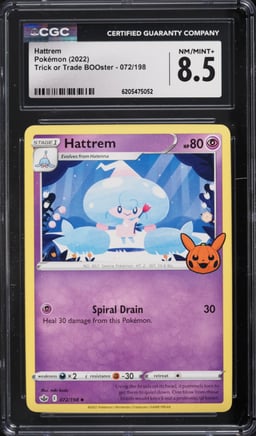 2022 Pokemon Sword & Shield Trick Or Trade BOOster Hattrem #72 CGC 8.5 NM-MT+