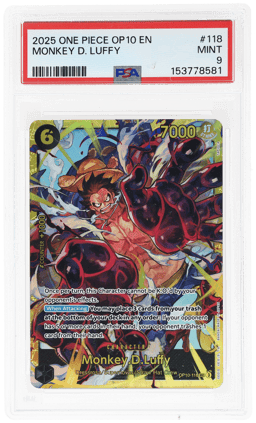 2025 One Piece Royal Blood Secret Rare Monkey D. Luffy #OP10-118 PSA 9