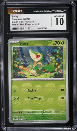 2025 Pokemon Scarlet & Violet Black Bolt Master Ball Reverse Holo Snivy #1 CGC 10 GEM MINT