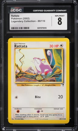 2002 Pokemon Legendary Collection Rattata #89 CGC 8 NM-MT