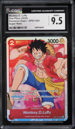 2022 One Piece Romance Dawn SR Monkey D. Luffy #OP01-024 CGC 9.5 MINT+