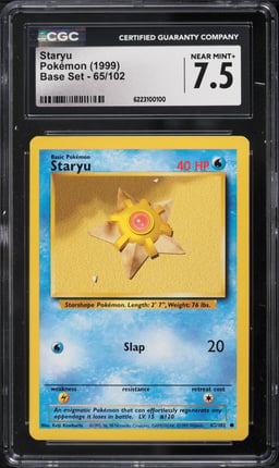 1999 Pokemon Base Set Staryu #65 CGC 7.5 NRMT+