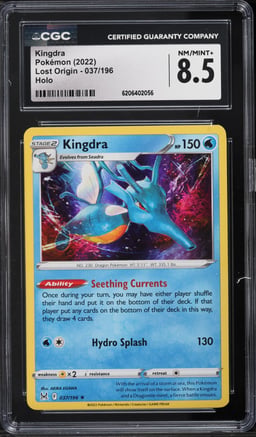 2022 Pokemon Sword & Shield Lost Origin Holo Kingdra #37 CGC 8.5 NM-MT+