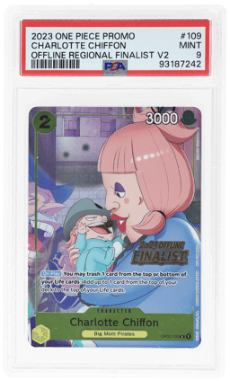 2023 One Piece Promo Offline Regional Finalist Volume 2 Charlotte Chiffon #OP03109 PSA 9